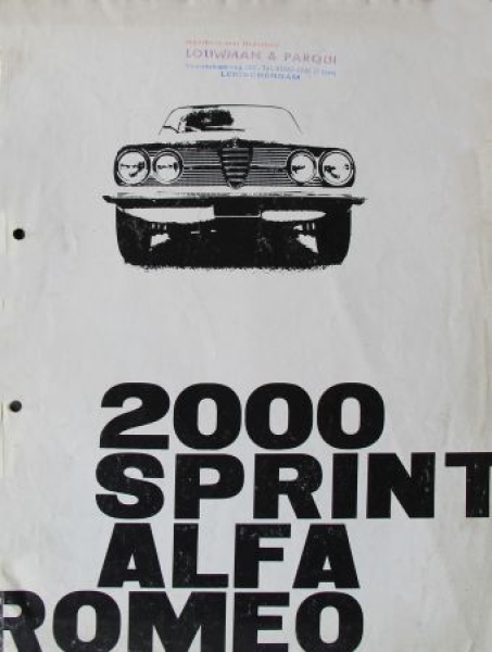 Alfa Romeo 2000 Sprint Modelprogram 1960 Carbrochure (2348)